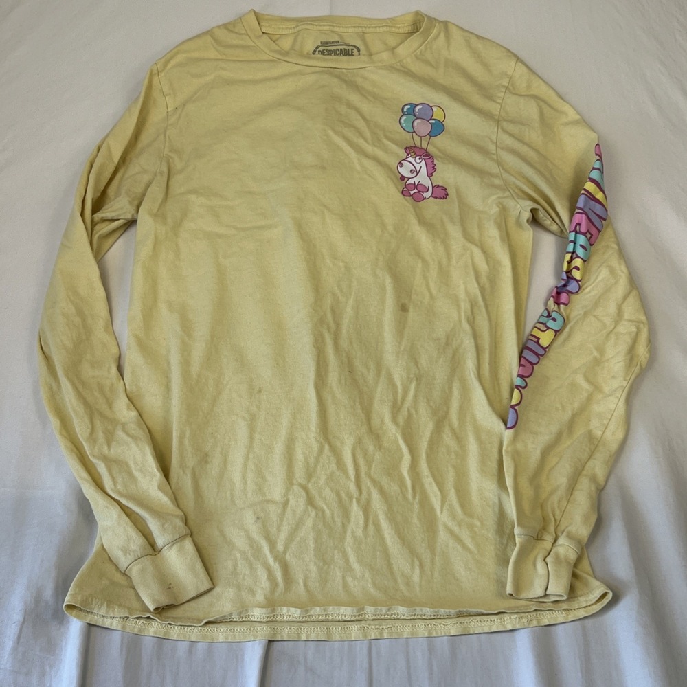 Universal Studios Despicable Me Fluffy Unicorn Yellow Long Sleeve Shirt Kids S